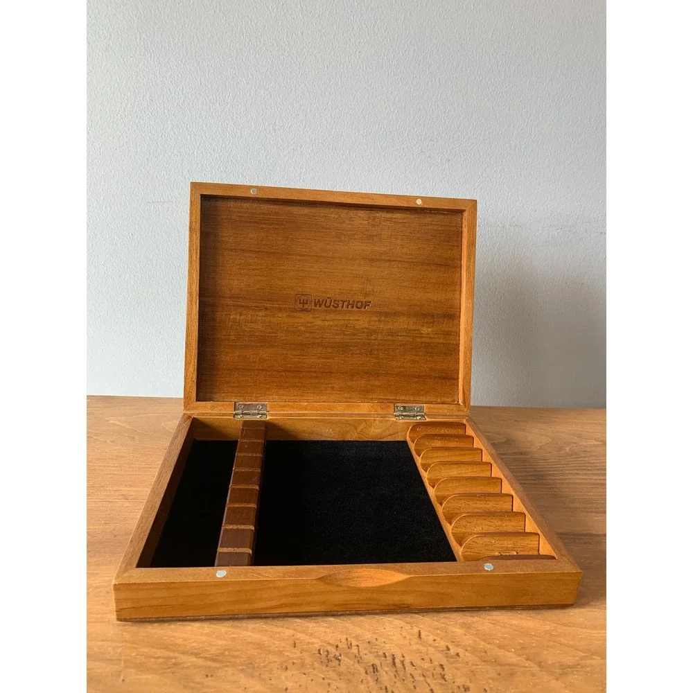 Wusthof Steak Knives Wooden Presentation Storage Box Chest Felt Lined BOX ONLY